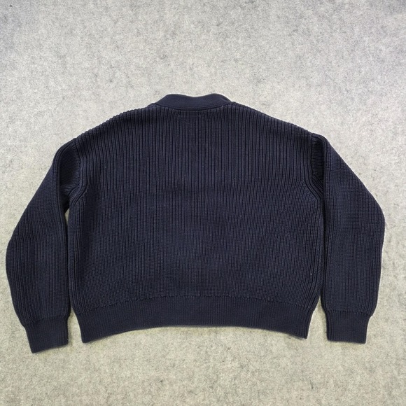 Quince Sweater Womens Small Navy 100% Organic Cotton Boxy Cropped Cardigan Knit - Picture 12 of 14